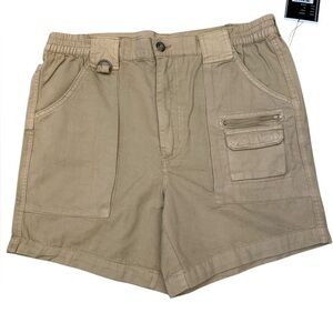 Uzzi Mens Sz 34 Amphibious Gear Boardwalk Khaki Cargo Short Zip Pockets NWT